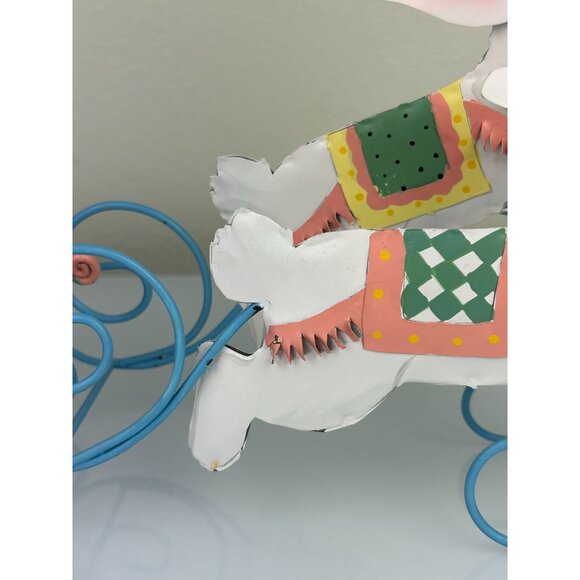 Wire Basket Bunny Carriage Egg Holder Easter Spring Metal Decoration, READ - Picture 7 of 16